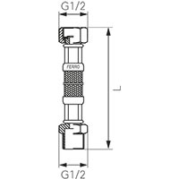 Stainless steel braided connection hose with gasket, 1/2” male – female