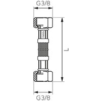Acélborítású flexibilis bekötőcső vízre 3/8" x 3/8" belső-belső