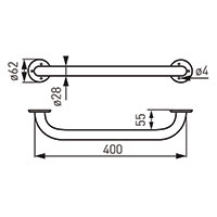 Metalia Hep - straight grab bar 400 mm