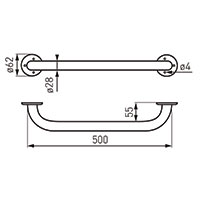 Metalia Hep - straight grab bar 500 mm