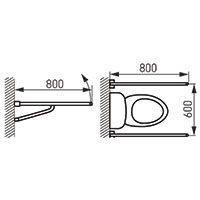 Metalia Hep - foldable unigrip handrail 800 mm