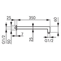 Square shower arm for overhead shower