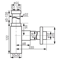 G 1 1/4”x32 mm Quadro bottle trap