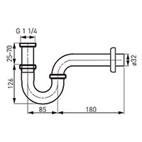 Csőszifon G5/4”x32 mm, króm