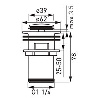 G 1 1/4” overflow washbasin locking drain valve