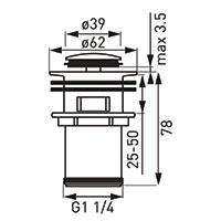 G 1 1/4” overflow washbasin locking drain valve