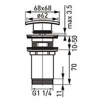 G 1 1/4” overflow washbasin locking Quadro drain valve