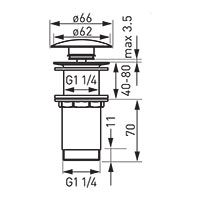 Ventil click-clack inalt D1 1/4”