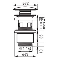 Ventil click-clack cu dop ceramic negru D1 1/4”