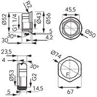 Poluholender za pumpe od lijevanog željeza 2"x5/4"