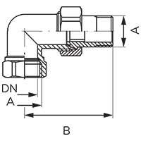 Angle pipe union with O-ring