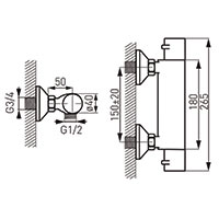 Varese - Wall-mounted shower mixer, chrome