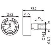 Termomanométer hátsó csatlakozású 0-120 °C, 6 bar