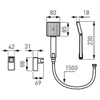 Amigo Verdeline - water savings spot shower set, chrome
