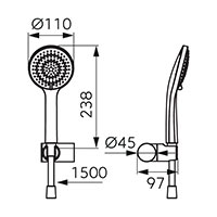 Nostris - fixed shower set, chrome
