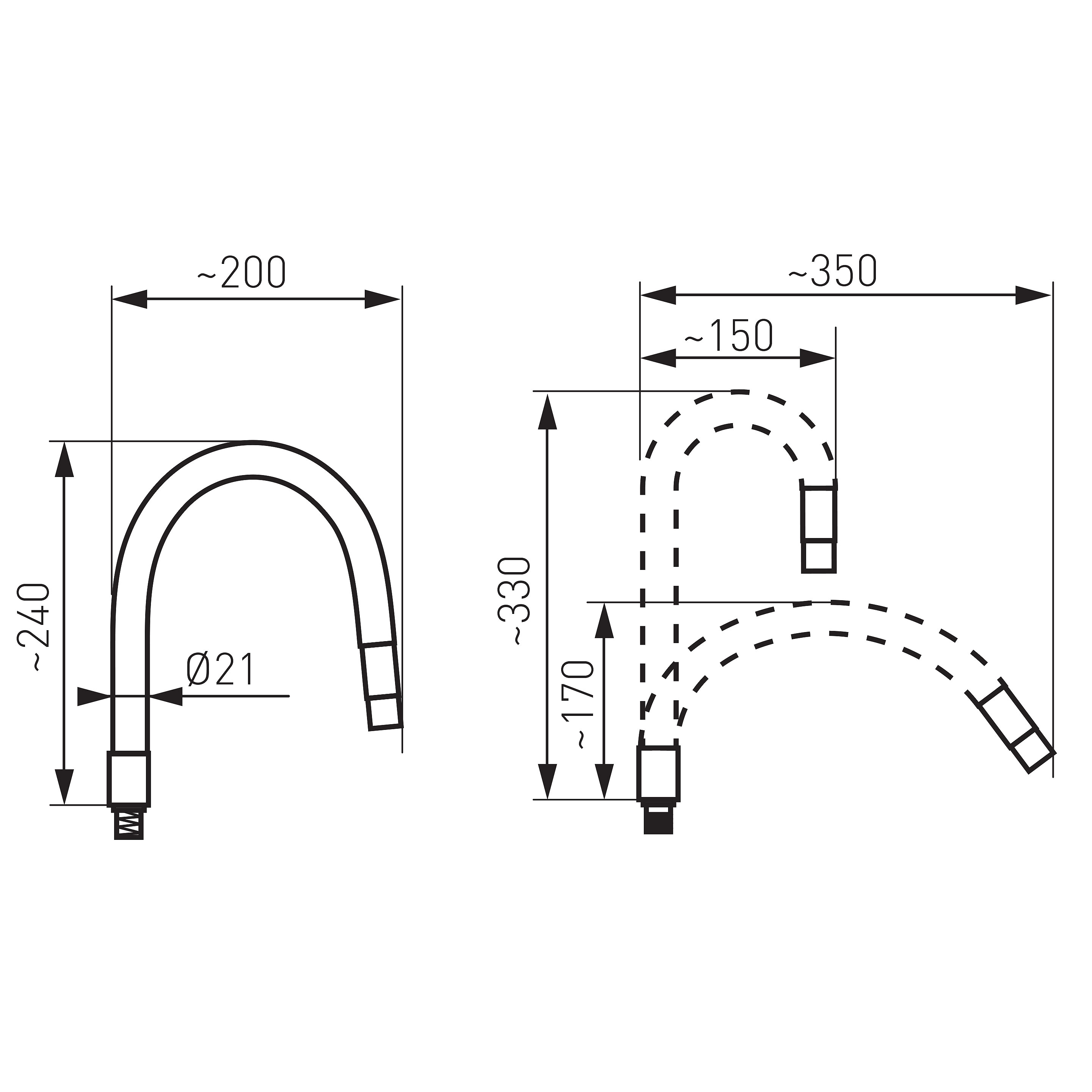 Elastico - flexible spout for sink mixers