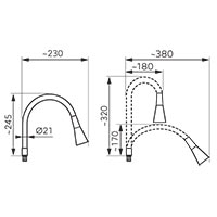 Elastico II - flexible spout for sink mixer