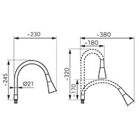 Elastico II - flexible spout for sink mixer, silver