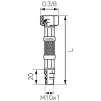 Оплетен в неръждаема стомана шлаух 3/8”x M10x1 с къс накрайник