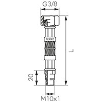 Stainless steel braided connection hose 3/8”×M10×1, with short tip