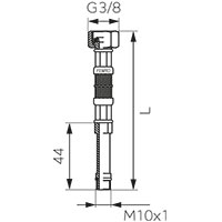 Шланг в оплётке из нержавеющей стали 3/8”xM10x1 с длинным наконечником