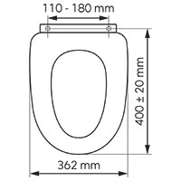 WC ülőke, fehér MDF fém-króm rögzítőelemek