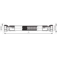 1/2” female - female gas hose with two rotating nuts and PVC sheath