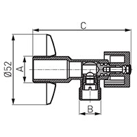 Ball valve with rosette and metal knob