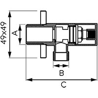 Quadro - angle valve with ceramic head and rosette