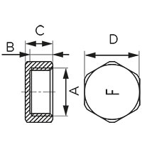 Brass cap with flat gasket