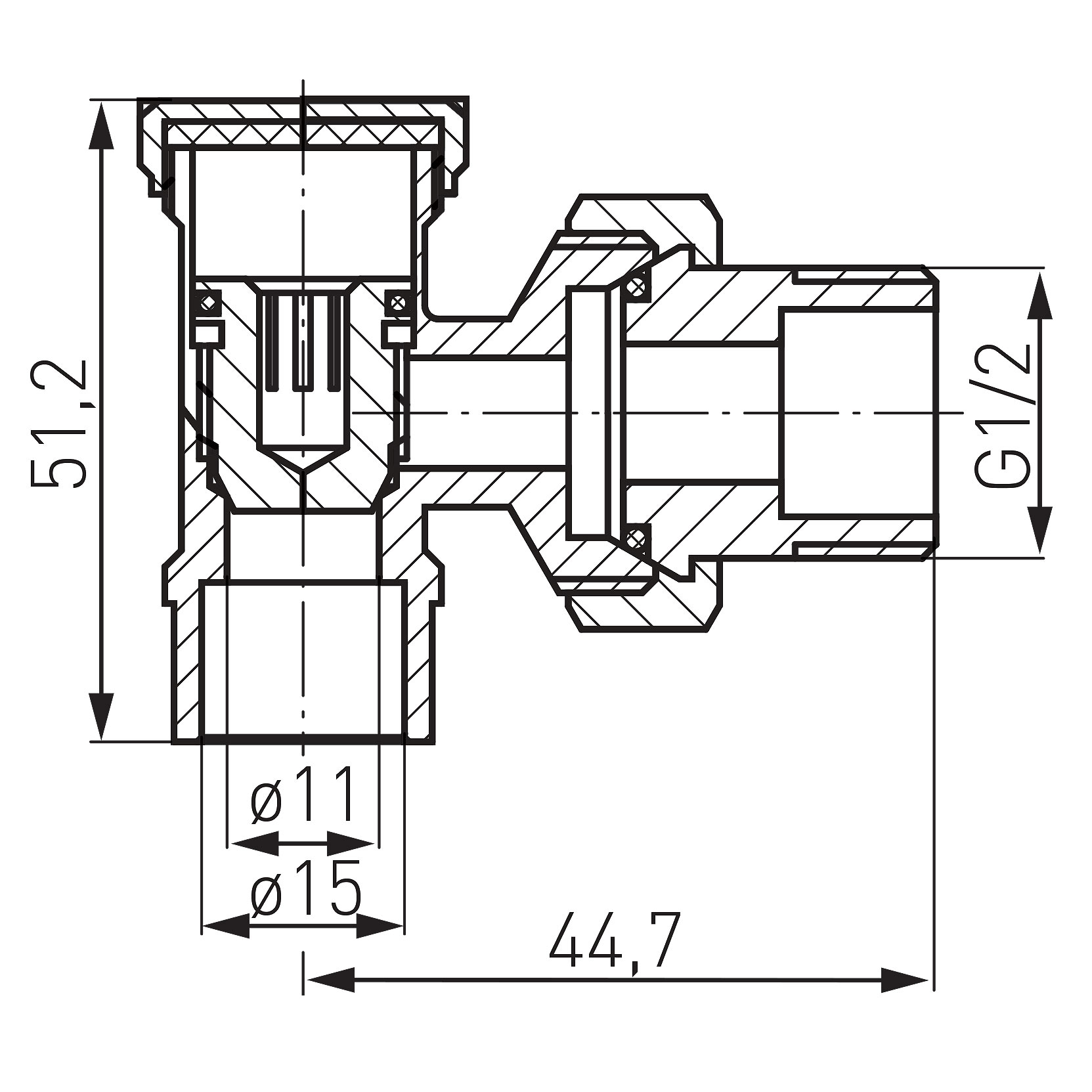 1/2” angle cut-off radiator valve for soldering