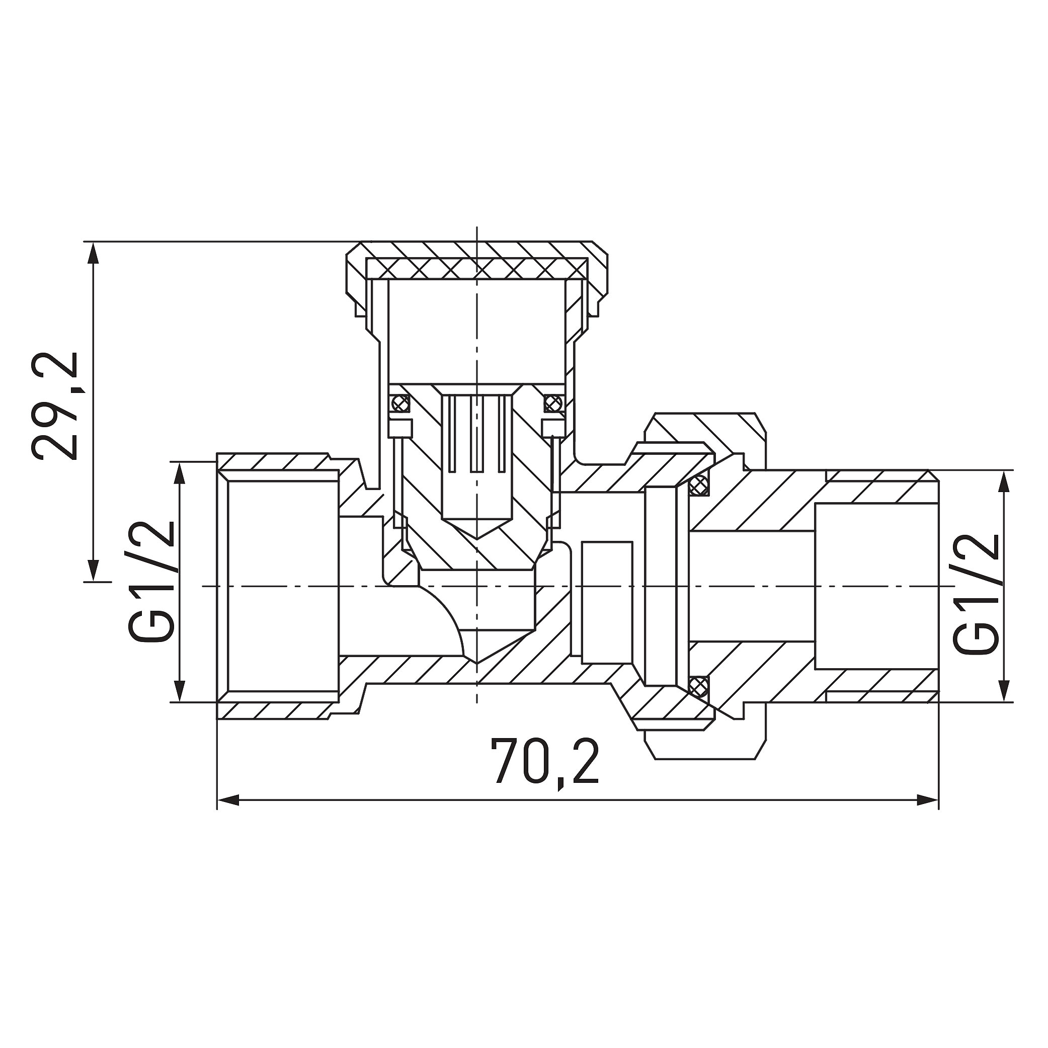 1/2” straight cut-off radiator valve