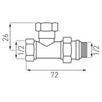 Radiatoriaus vožtuvas, tiesus 1/2"x1/2"