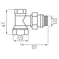 Visszatérő sarok radiátorszelep 1/2"x1/2"