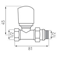 Termostatski ventil, ravni 1/2"x1/2"