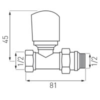 Termostatinis radiatoriaus vožtuvas, tiesus 1/2"x1/2"