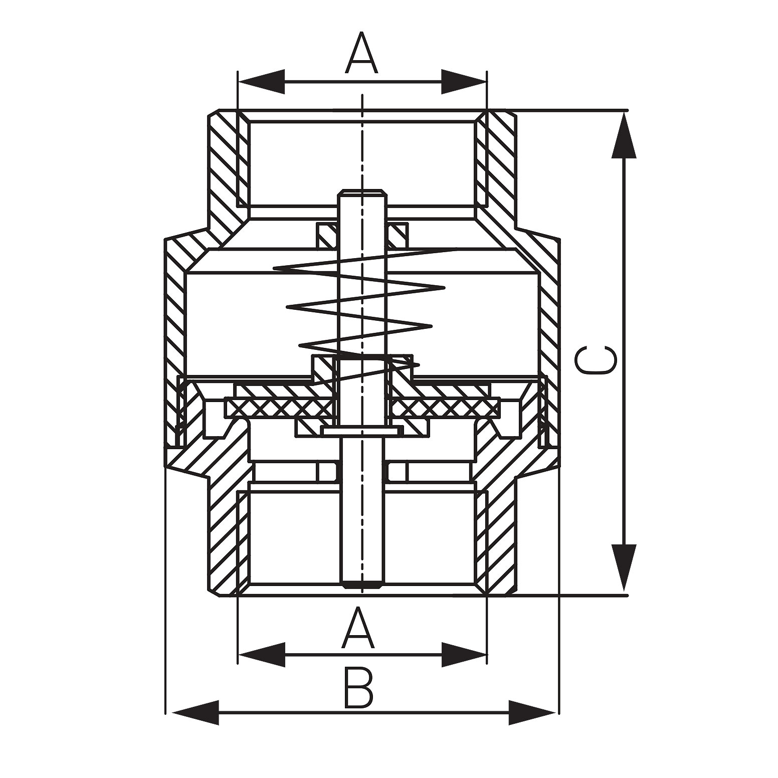 Check valve with brass closing element