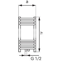 Bathroom heater - straight, V-type connection, chrome
