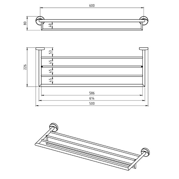 Metalia 11 - Etajera pentru prosoape cu portprosop, crom