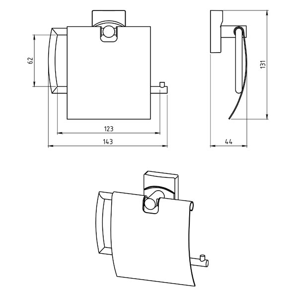 Metalia 12 - Suport hartie igienica cu protectie, crom