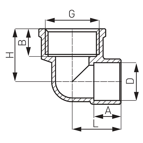 Transition elbow female