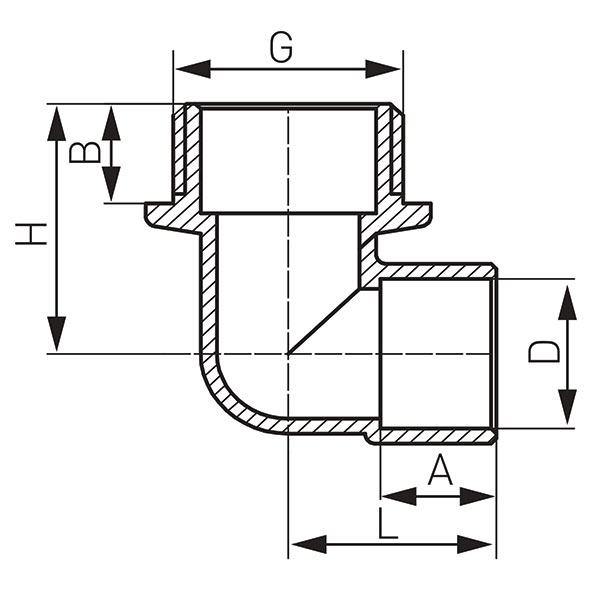 Transition elbow male