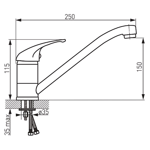 Metalia 55 - standing sink mixer for instant water heaters