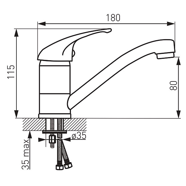 Metalia 55 - standing washbasin mixer for instant water heaters