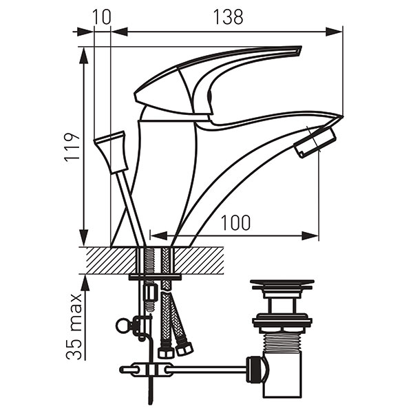 Metalia 57 - stojeća mješalica za umivaonik/120 tijela /