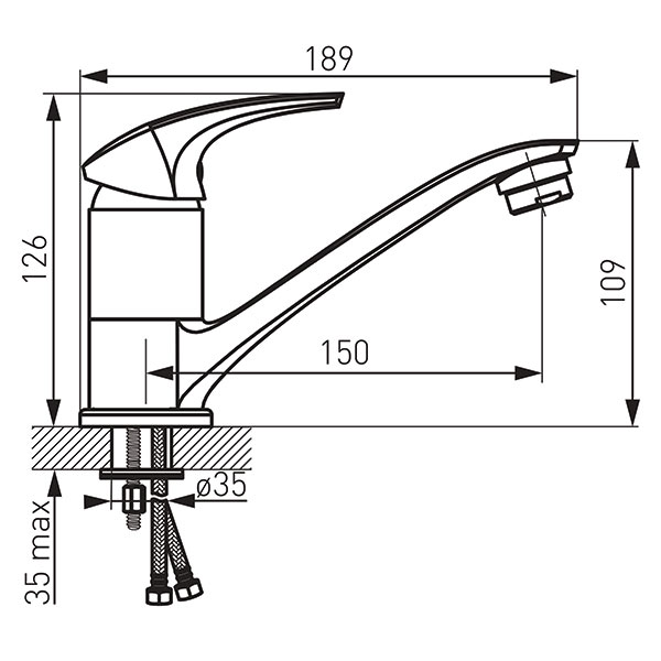 Metalia 57 - stojeća mješalica za umivaonik/sudoper s okretnim izljevom