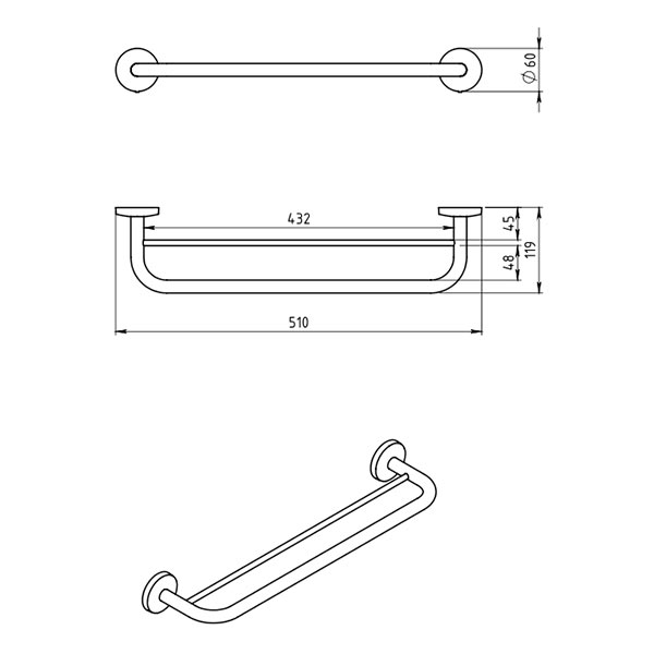 Metalia 1 - držač za ručnike 2/1 – 450 mm