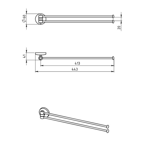 Metalia 1 - towel rail double