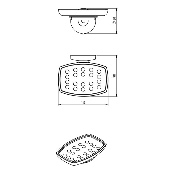 Metalia 1 - glass soap tray 120 mm x 80 mm