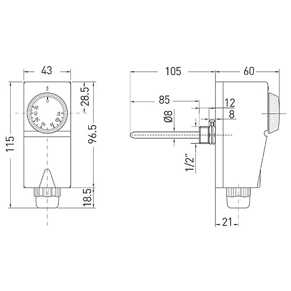 Uronski termostat 30-90 /16A/ 250V